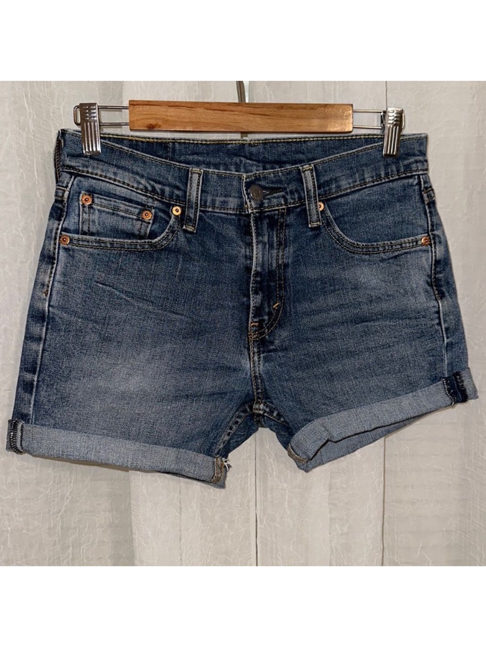 LEVI’S 30 511 Medium Wash Blue Cuffed Denim Jean Shorts